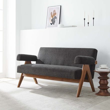 Lyra Fabric Loveseat in Dark Gray Fabric