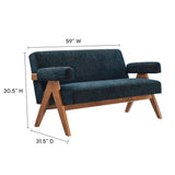 Sable Fabric Loveseat in Azure Fabric