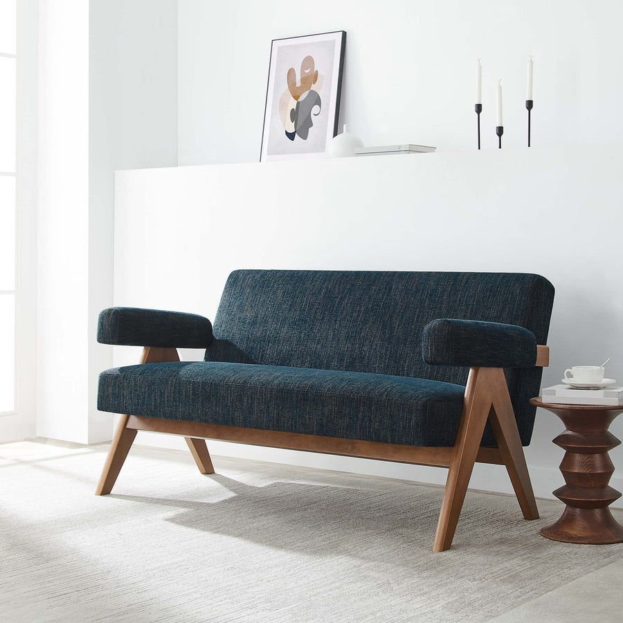 Sable Fabric Loveseat in Azure Fabric