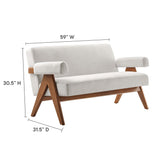 Sable Fabric Loveseat in Ivory Fabric