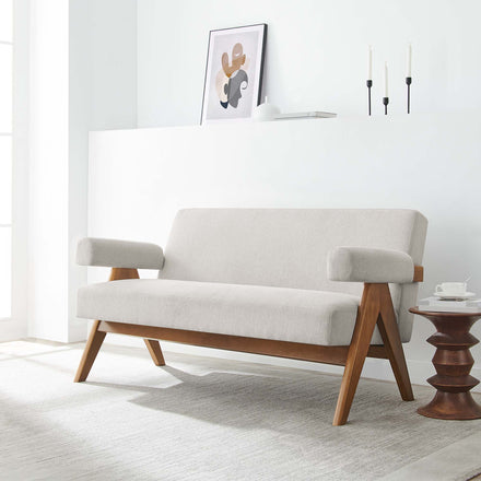 Lyra Fabric Loveseat in Ivory Fabric