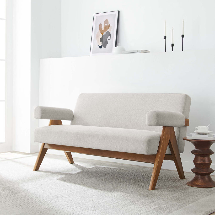 Sable Fabric Loveseat in Ivory Fabric