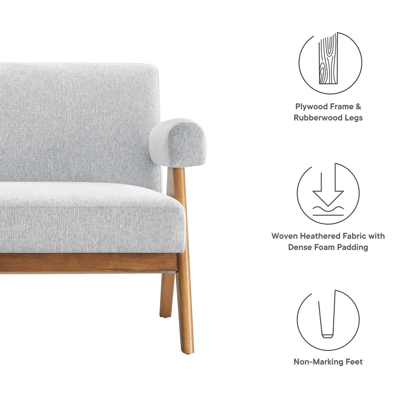 Sable Fabric Loveseat in Light Gray Fabric