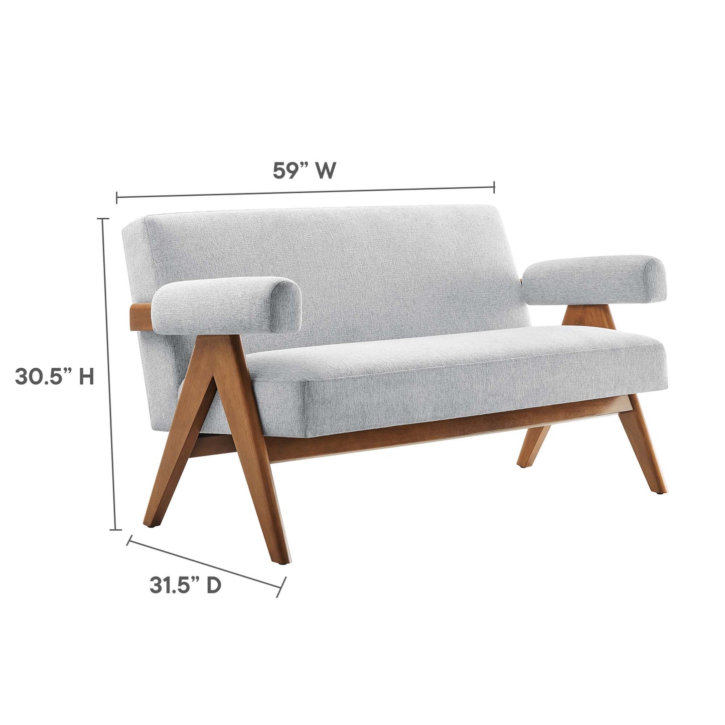 Sable Fabric Loveseat in Light Gray Fabric