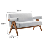Sable Fabric Loveseat in Light Gray Fabric