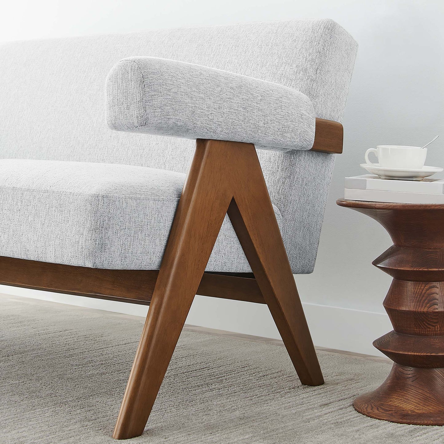 Sable Fabric Loveseat in Light Gray Fabric