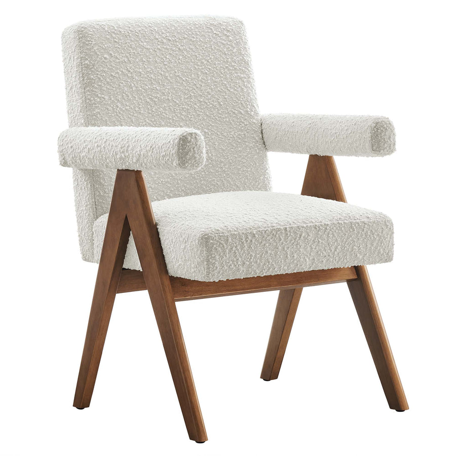 Sable Boucle Fabric Dining Room Chair Set of 2 in Ivory