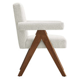 Sable Boucle Fabric Dining Room Chair Set of 2 in Ivory