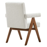 Sable Boucle Fabric Dining Room Chair Set of 2 in Ivory