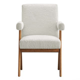 Sable Boucle Fabric Dining Room Chair Set of 2 in Ivory