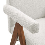 Sable Boucle Fabric Dining Room Chair Set of 2 in Ivory