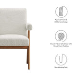 Sable Boucle Fabric Dining Room Chair Set of 2 in Ivory