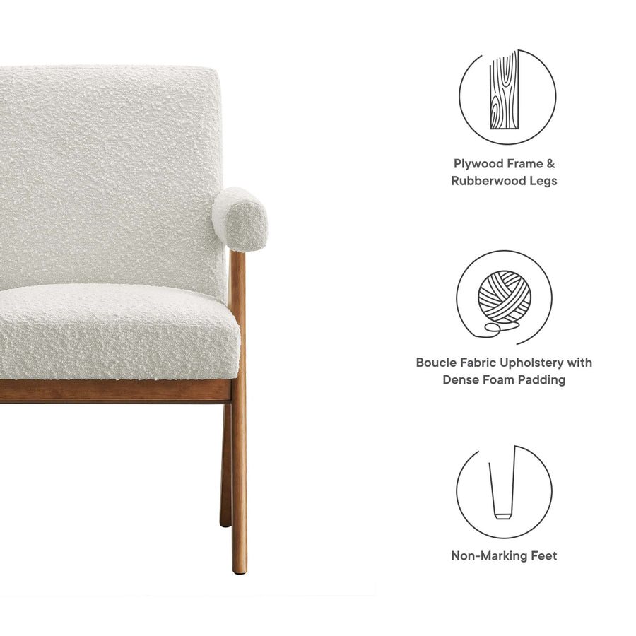 Sable Boucle Fabric Dining Room Chair Set of 2 in Ivory