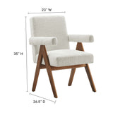 Sable Boucle Fabric Dining Room Chair Set of 2 in Ivory