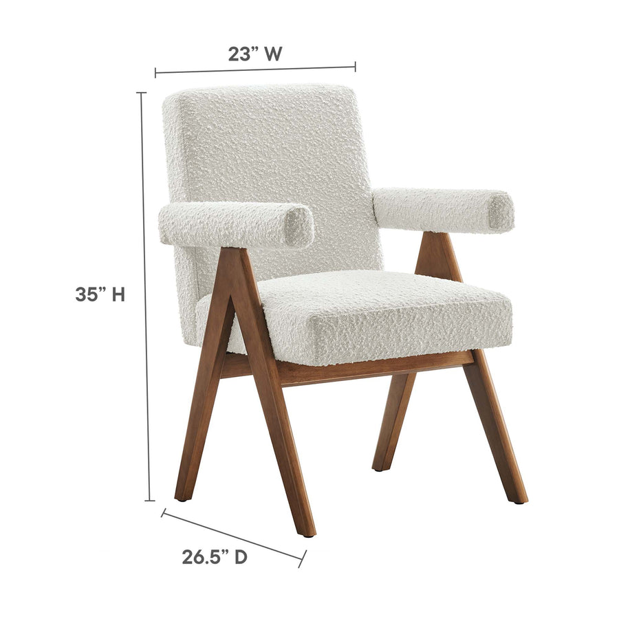 Sable Boucle Fabric Dining Room Chair Set of 2 in Ivory