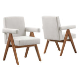 Sable Fabric Dining Room Chair Set of 2 in Ivory Fabric