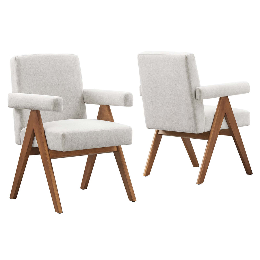 Sable Fabric Dining Room Chair Set of 2 in Ivory Fabric