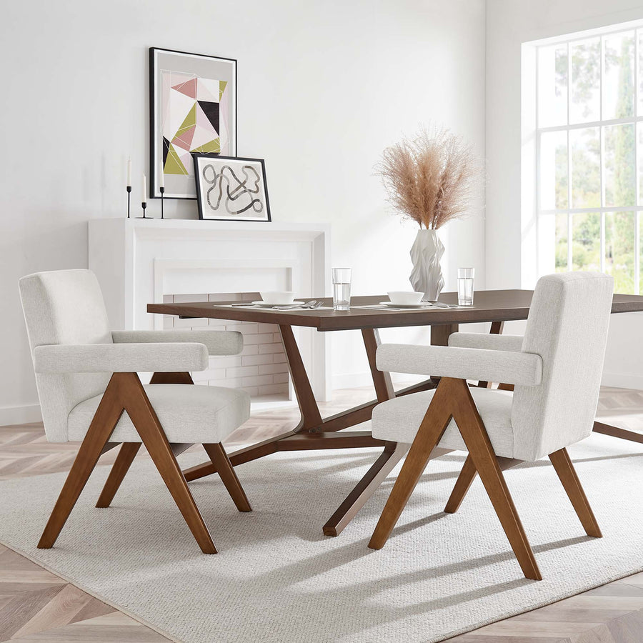 Sable Fabric Dining Room Chair Set of 2 in Ivory Fabric