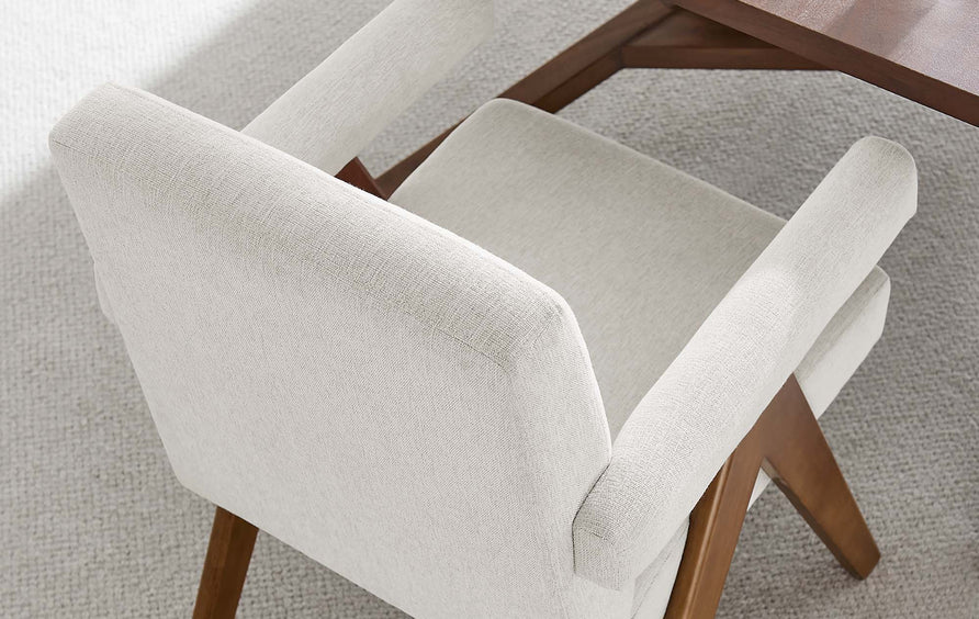 Sable Fabric Dining Room Chair Set of 2 in Ivory Fabric