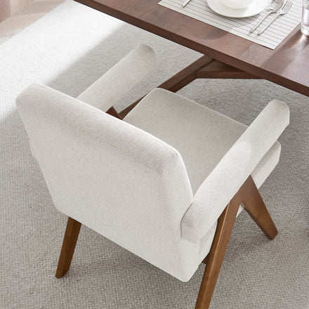 Lyra Fabric Dining Room Chair Set of 2 in Ivory Fabric