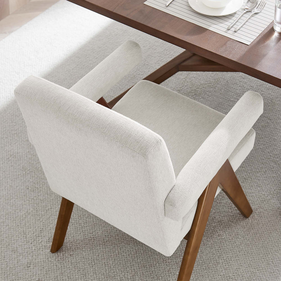 Sable Fabric Dining Room Chair Set of 2 in Ivory Fabric