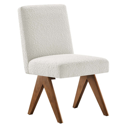 Lyra Boucle Fabric Dining Room Side Chair Set of 2 in Ivory