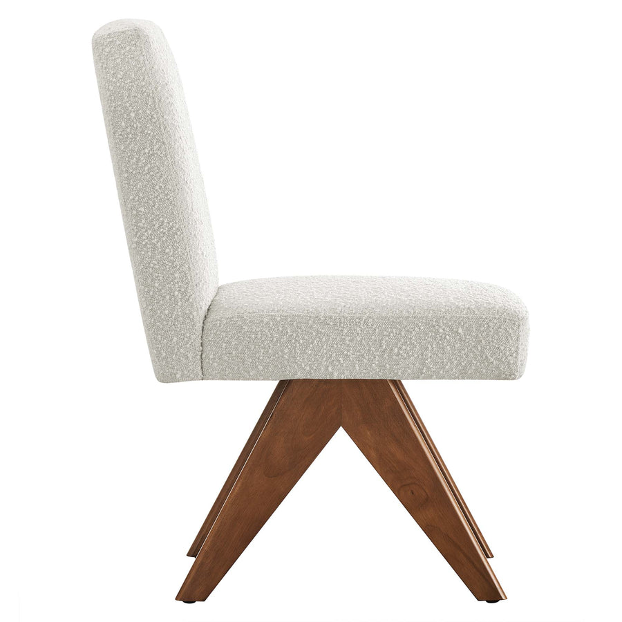 Sable Boucle Fabric Dining Room Side Chair Set of 2 in Ivory