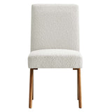 Sable Boucle Fabric Dining Room Side Chair Set of 2 in Ivory