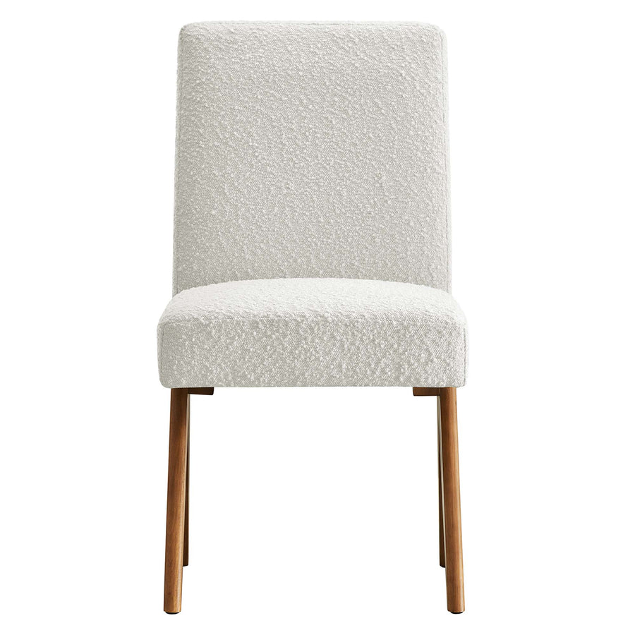 Sable Boucle Fabric Dining Room Side Chair Set of 2 in Ivory