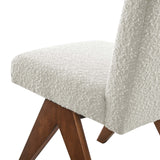 Sable Boucle Fabric Dining Room Side Chair Set of 2 in Ivory