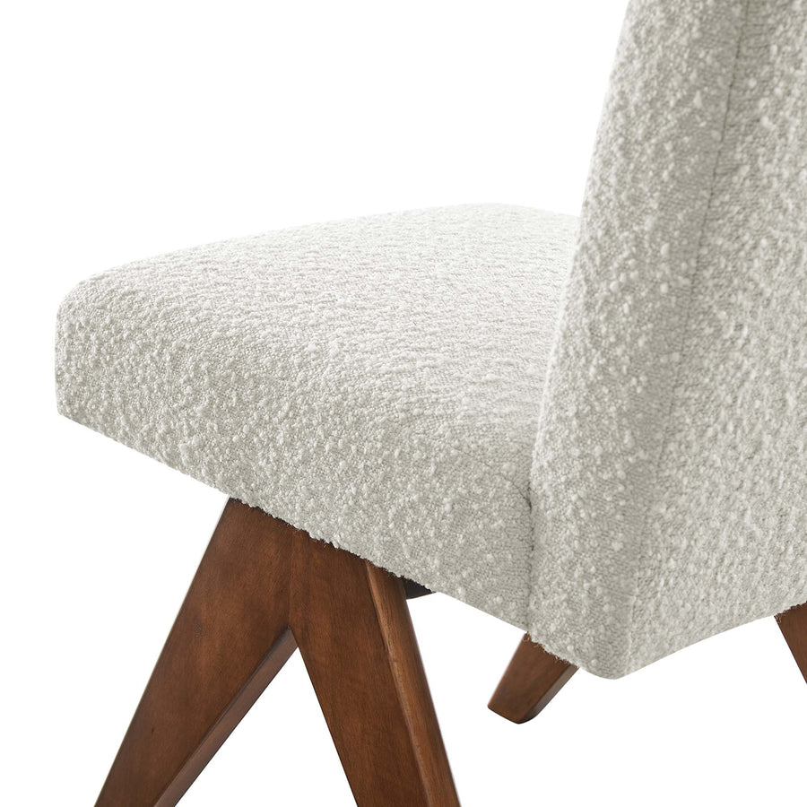 Sable Boucle Fabric Dining Room Side Chair Set of 2 in Ivory