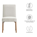 Sable Boucle Fabric Dining Room Side Chair Set of 2 in Ivory