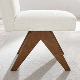 Sable Boucle Fabric Dining Room Side Chair Set of 2 in Ivory