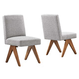 Sable Boucle Fabric Dining Room Side Chair Set of 2 in Light Gray