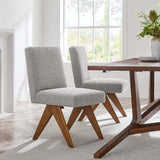 Sable Boucle Fabric Dining Room Side Chair Set of 2 in Light Gray