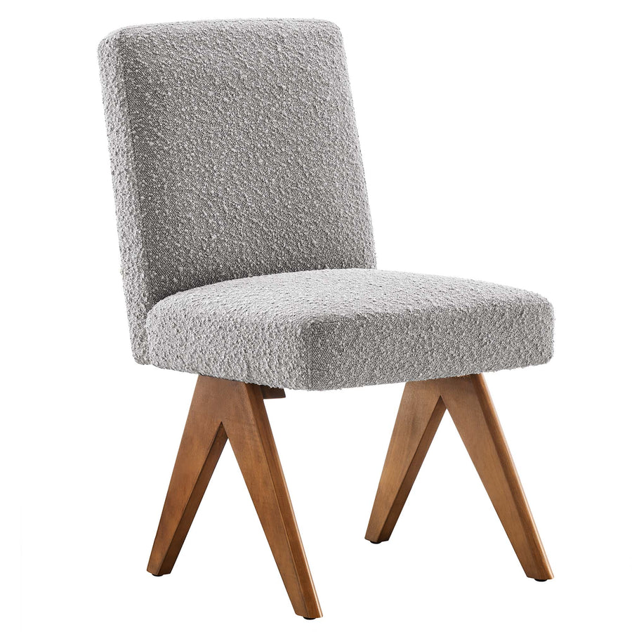 Sable Boucle Fabric Dining Room Side Chair Set of 2 in Light Gray