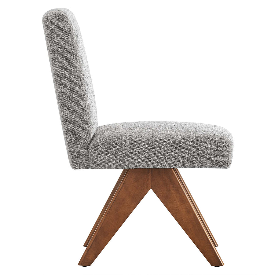 Sable Boucle Fabric Dining Room Side Chair Set of 2 in Light Gray