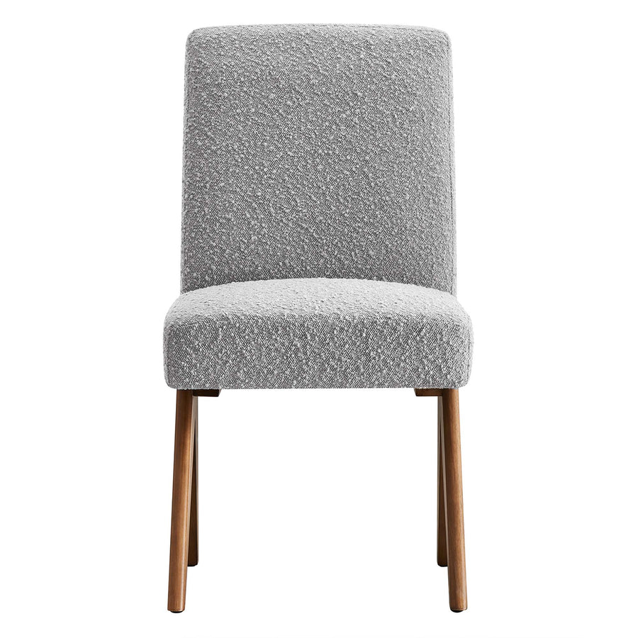 Sable Boucle Fabric Dining Room Side Chair Set of 2 in Light Gray
