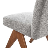 Sable Boucle Fabric Dining Room Side Chair Set of 2 in Light Gray