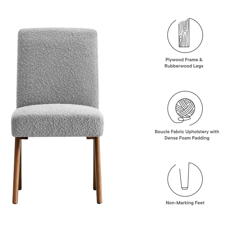 Sable Boucle Fabric Dining Room Side Chair Set of 2 in Light Gray