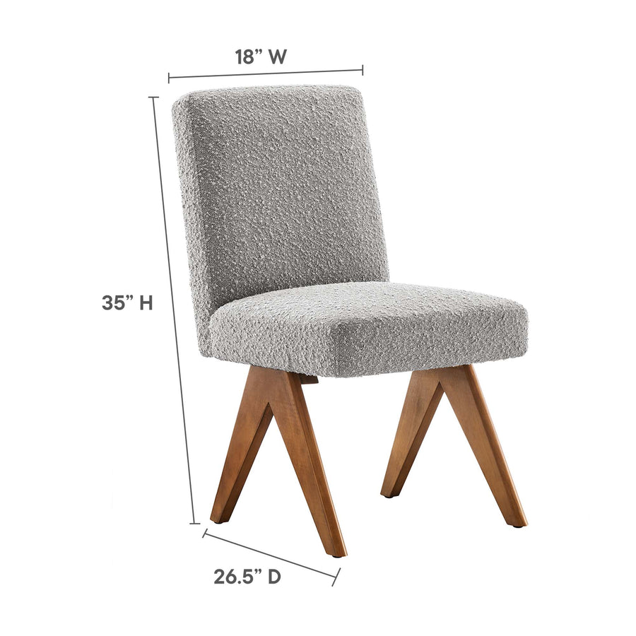 Sable Boucle Fabric Dining Room Side Chair Set of 2 in Light Gray