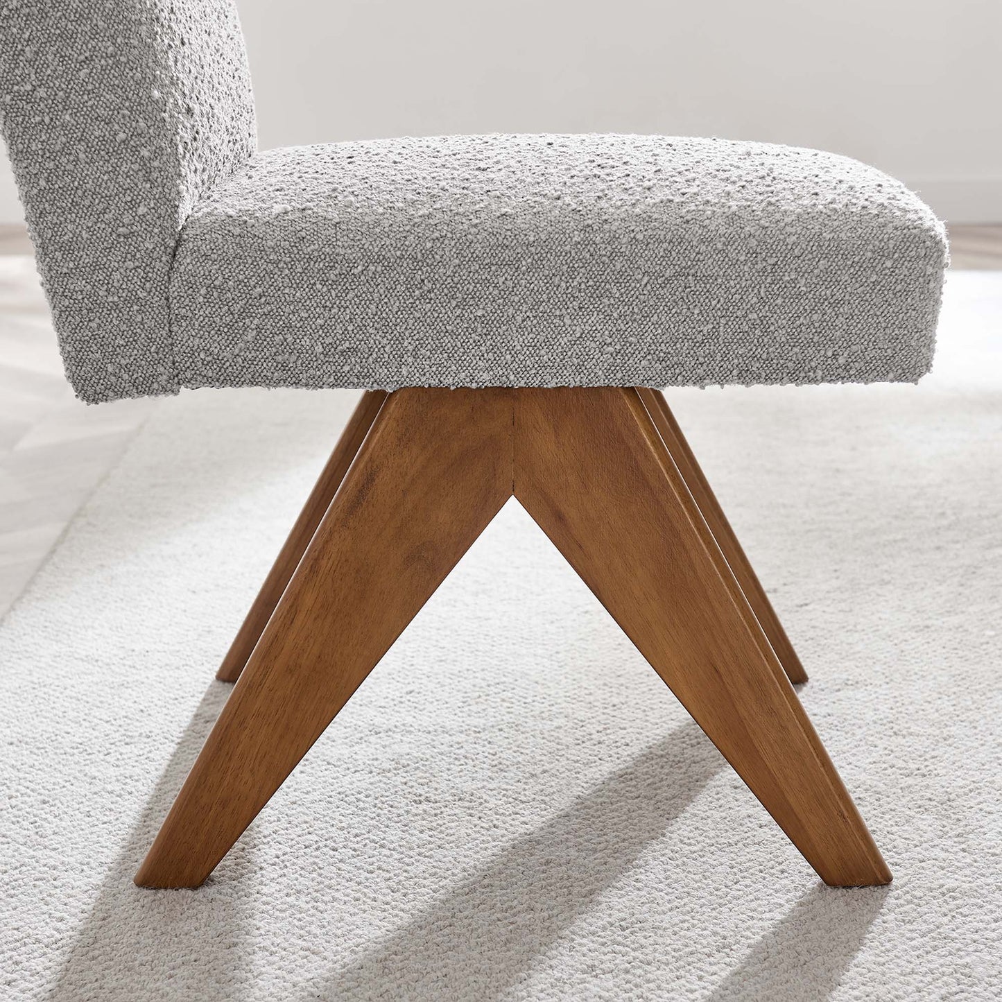 Lyra Boucle Fabric Dining Room Side Chair Set of 2 by Furniture For America