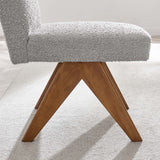 Sable Boucle Fabric Dining Room Side Chair Set of 2 in Light Gray