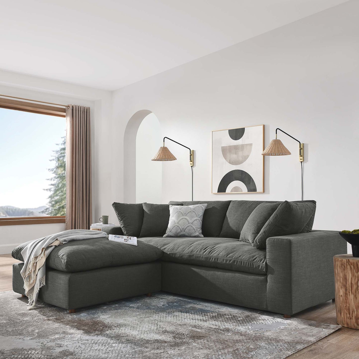 Commix Down Filled Overstuffed Sectional Sofa by Furniture for America