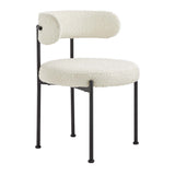 Wheat Boucle Fabric Dining Chairs Set of 2 in Ivory Black