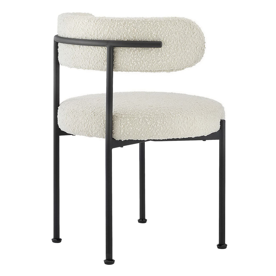 Wheat Boucle Fabric Dining Chairs Set of 2 in Ivory Black