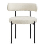 Wheat Boucle Fabric Dining Chairs Set of 2 in Ivory Black