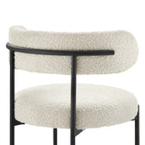 Wheat Boucle Fabric Dining Chairs Set of 2 in Ivory Black