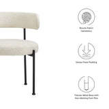 Wheat Boucle Fabric Dining Chairs Set of 2 in Ivory Black