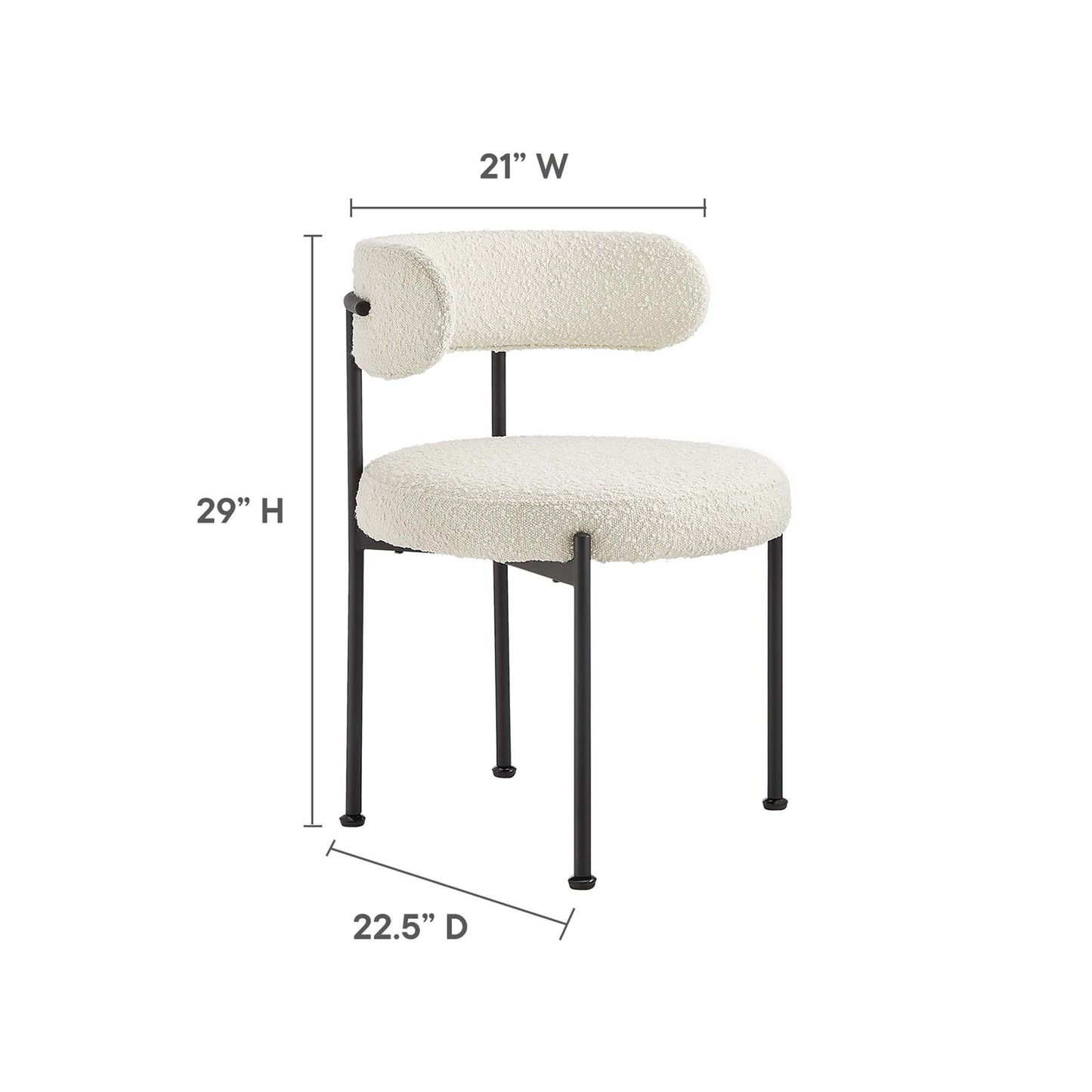 Albie Boucle Fabric Dining Chairs Set of 2 by Furniture For America